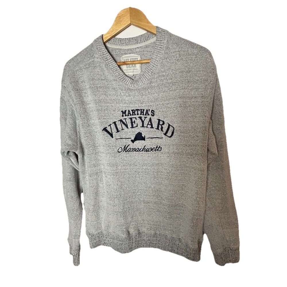 Martha's Vineyard Massachusetts Crew Neck Sweater‎ Men's Large White & Gray